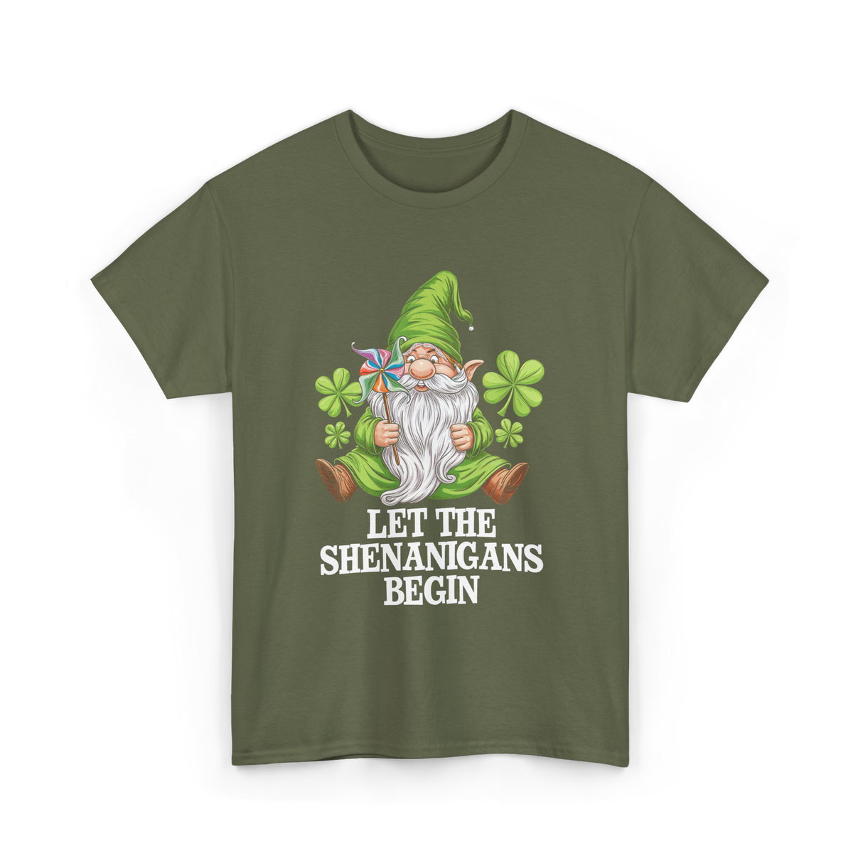 Let The Shenanigans Begin Gnome T-Shirt - Military Green