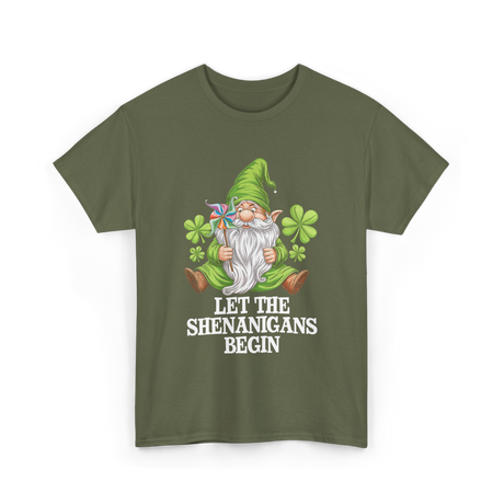 Let The Shenanigans Begin Gnome T-Shirt - Military Green