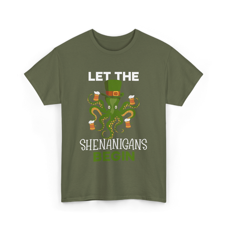 Let The Shenanigans Begin Irish T-Shirt - Military Green