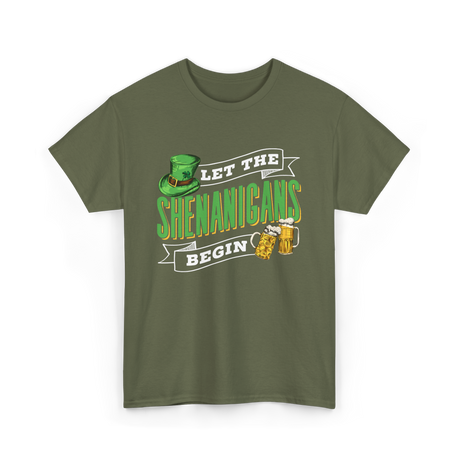 Let The Shenanigans Begin St Patricks Day T-Shirt - Military Green