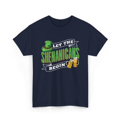 Let The Shenanigans Begin St Patricks Day T-Shirt - Navy