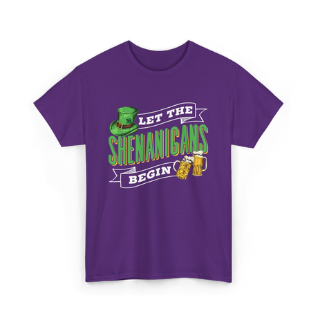 Let The Shenanigans Begin St Patricks Day T-Shirt - Purple