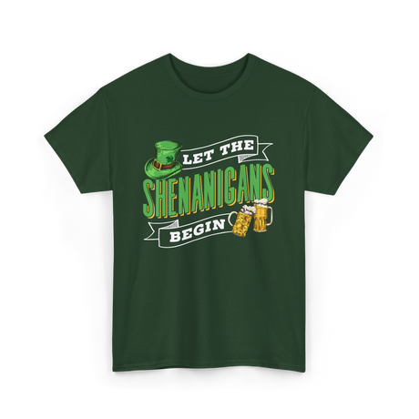 Let The Shenanigans Begin St Patricks Day T-Shirt - Forest Green