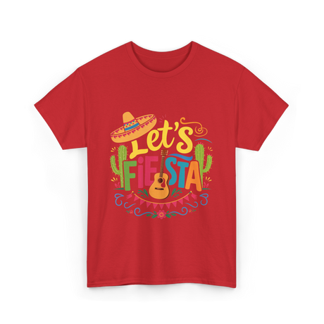 Let's Fiesta Guitar Cactus T-Shirt - Red