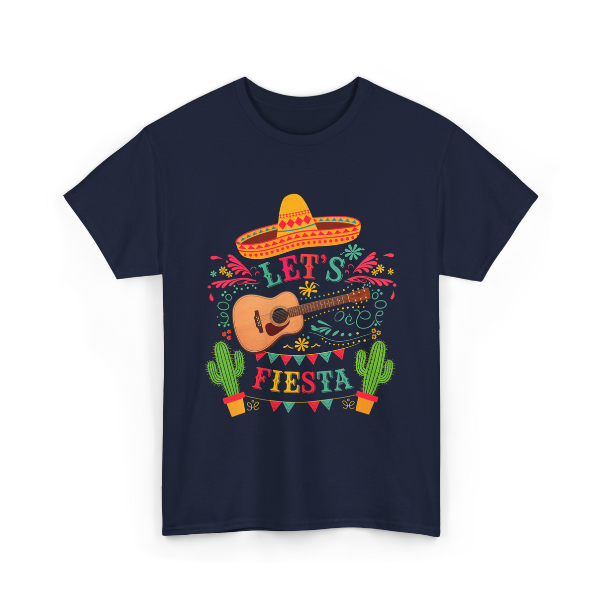 Let's Fiesta Guitar Fiesta T-Shirt - Navy