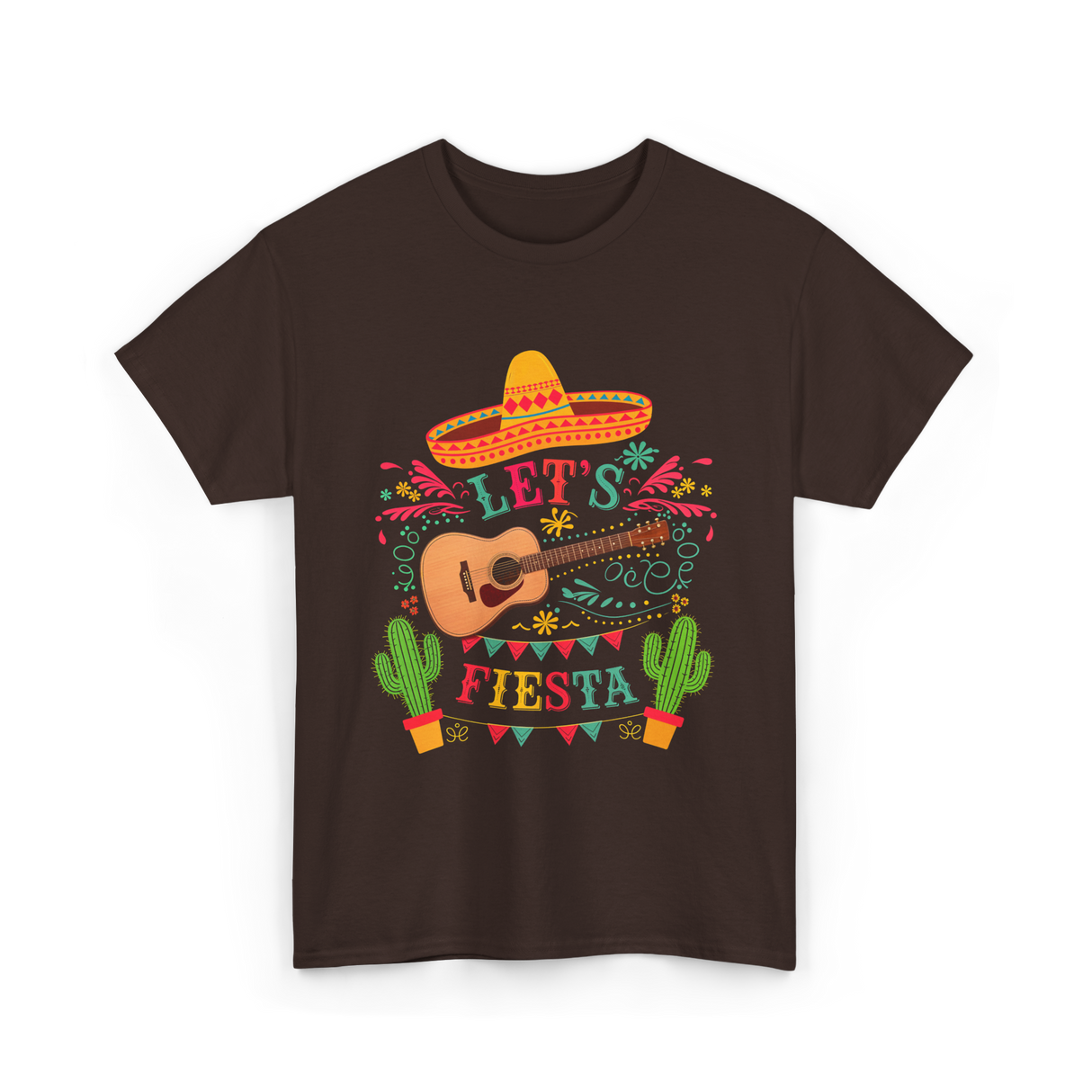 Let's Fiesta Guitar Fiesta T-Shirt - Dark Chocolate