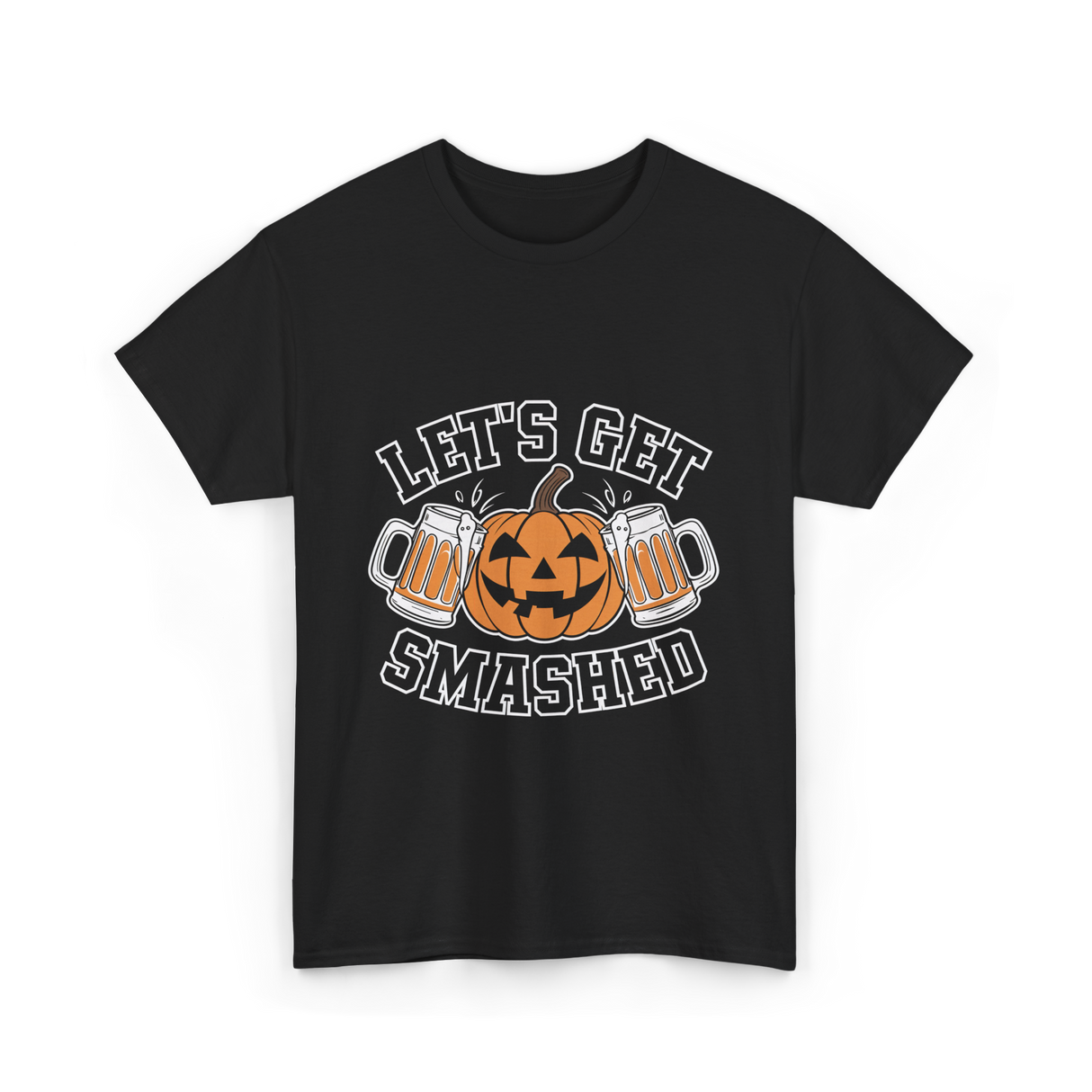 Let's Get Smashed Pumpkin Halloween T-Shirt - Black