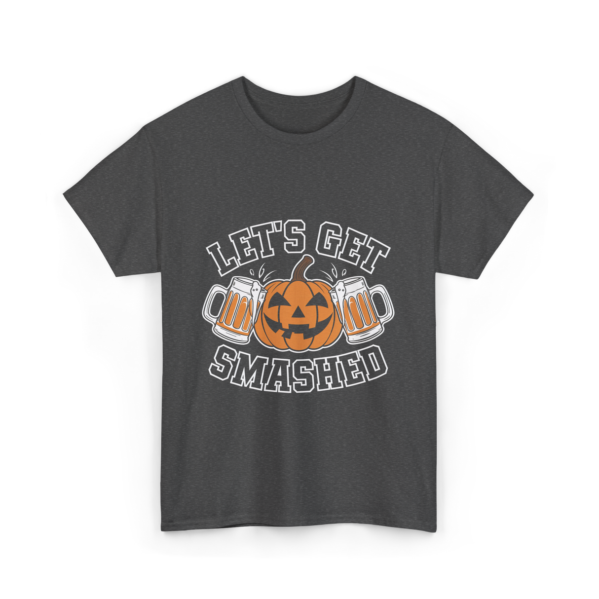 Let's Get Smashed Pumpkin Halloween T-Shirt - Dark Heather