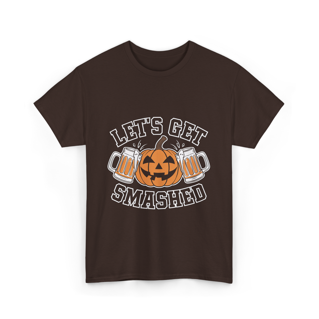 Let's Get Smashed Pumpkin Halloween T-Shirt - Dark Chocolate