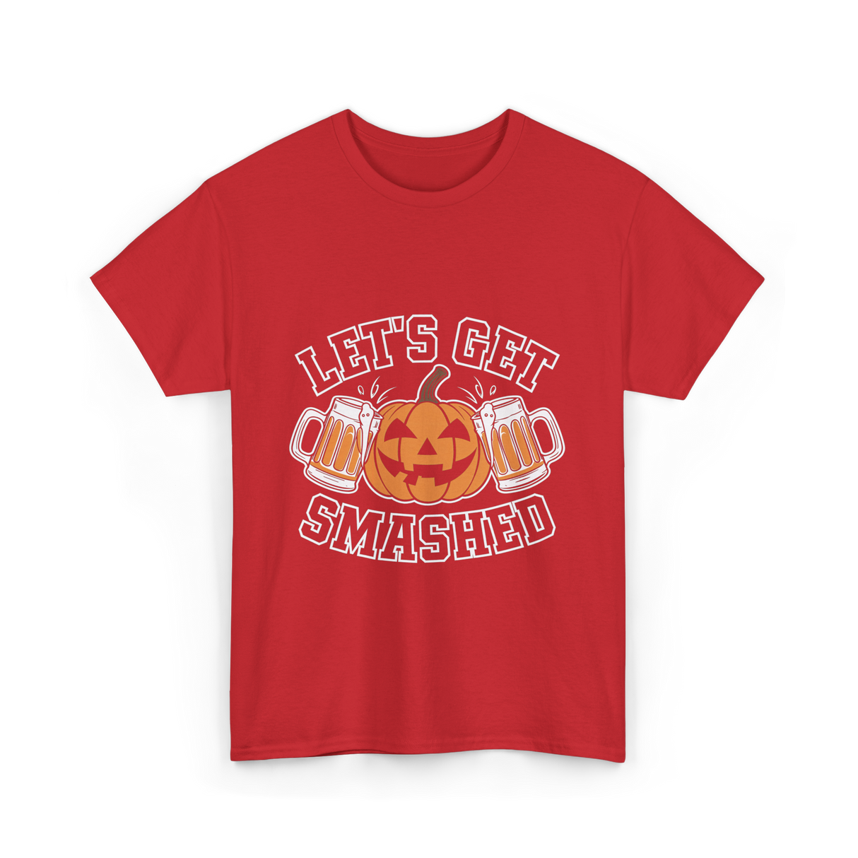 Let's Get Smashed Pumpkin Halloween T-Shirt - Red