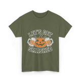 Let's Get Smashed Pumpkin Halloween T-Shirt - Military Green