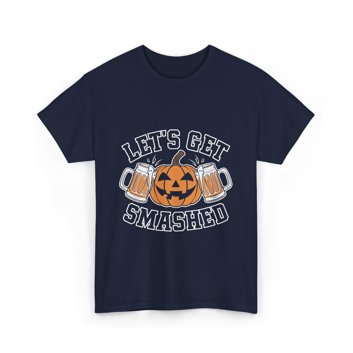 Let's Get Smashed Pumpkin Halloween T-Shirt - Navy