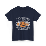 Let's Get Smashed Pumpkin Halloween T-Shirt - Navy