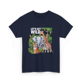 Let's Get Wild Wildlife Animals T-Shirt - Navy