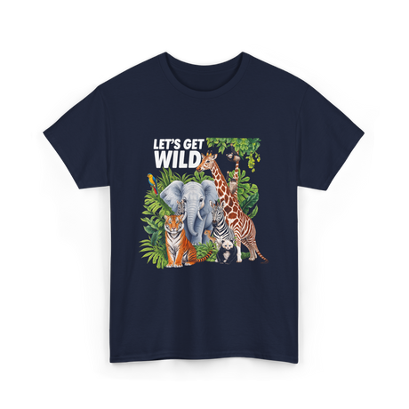 Let's Get Wild Wildlife Animals T-Shirt - Navy