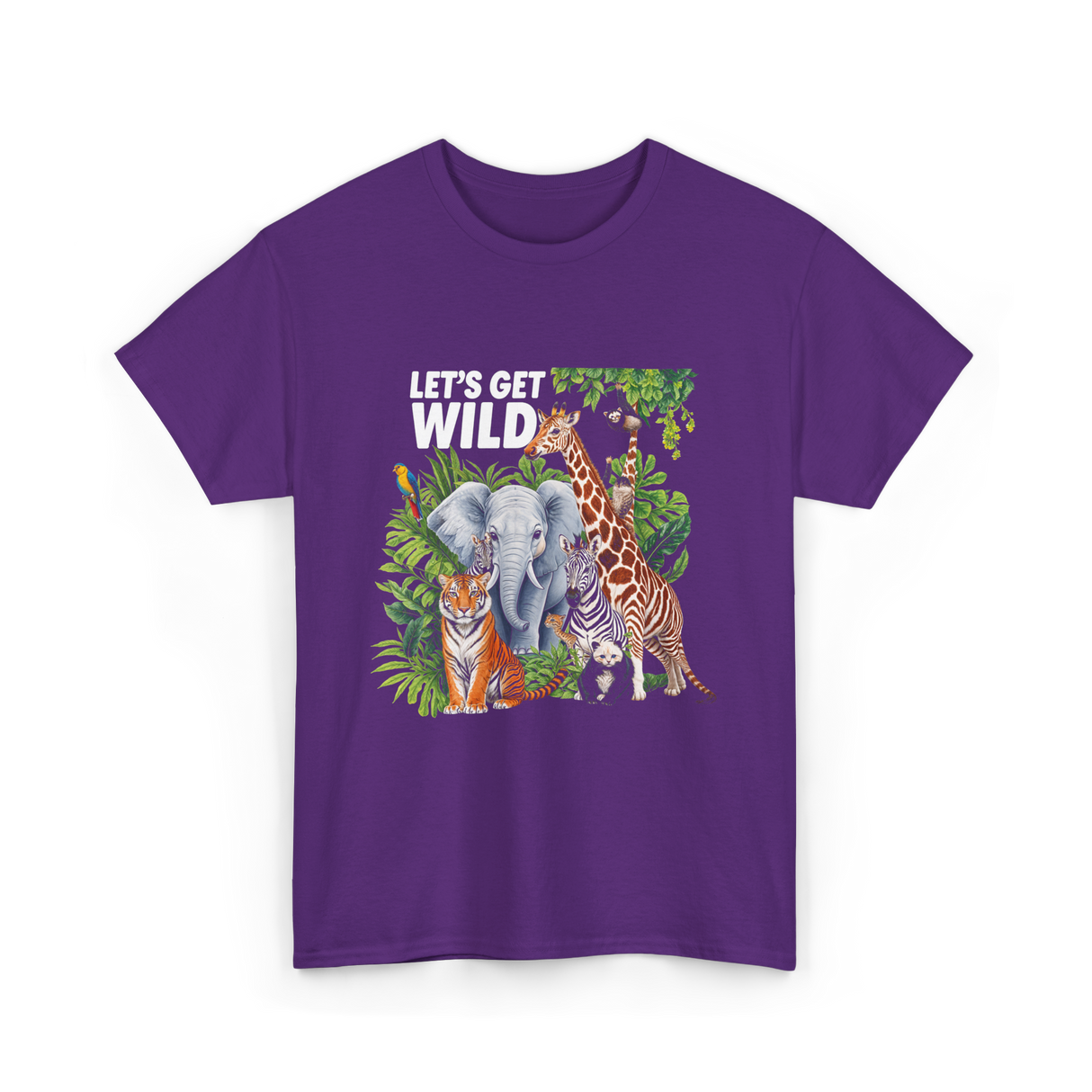 Let's Get Wild Wildlife Animals T-Shirt - Purple