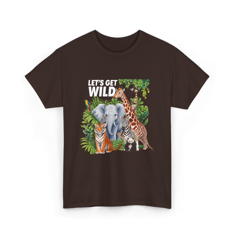 Let's Get Wild Wildlife Animals T-Shirt - Dark Chocolate