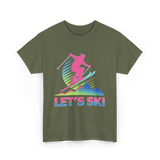 Let's Ski Skiing Adventure T-Shirt - Military Green