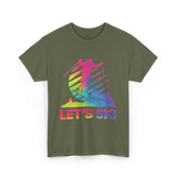 Let's Ski Skiing Winter Sports T-Shirt - Military Green