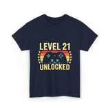 Level 21 Unlocked Gamer T-Shirt - Navy