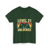 Level 21 Unlocked Gamer T-Shirt - Forest Green