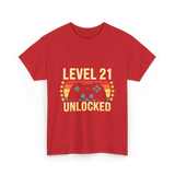 Level 21 Unlocked Gamer T-Shirt - Red