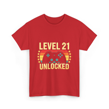 Level 21 Unlocked Gamer T-Shirt - Red