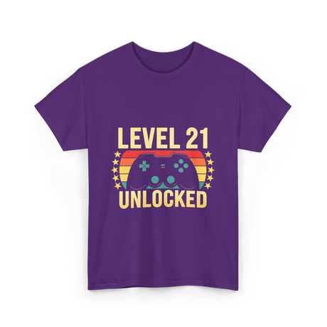 Level 21 Unlocked Gamer T-Shirt - Purple