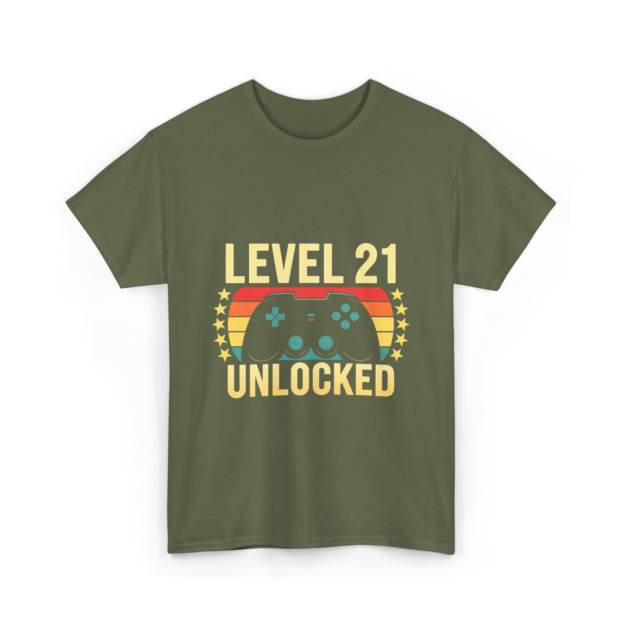 Level 21 Unlocked Gamer T-Shirt - Military Green