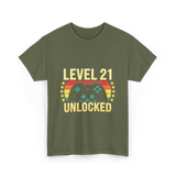 Level 21 Unlocked Gamer T-Shirt - Military Green