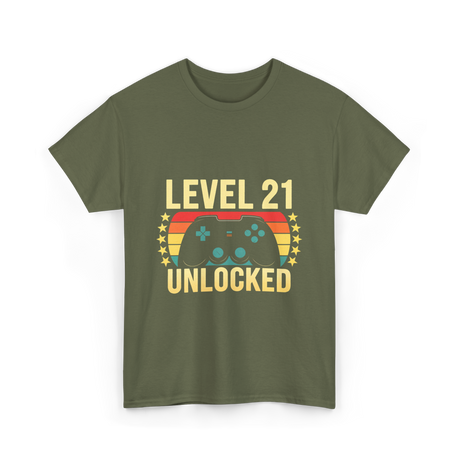 Level 21 Unlocked Gamer T-Shirt - Military Green