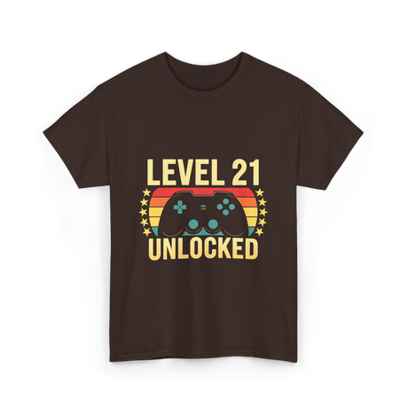 Level 21 Unlocked Gamer T-Shirt - Dark Chocolate