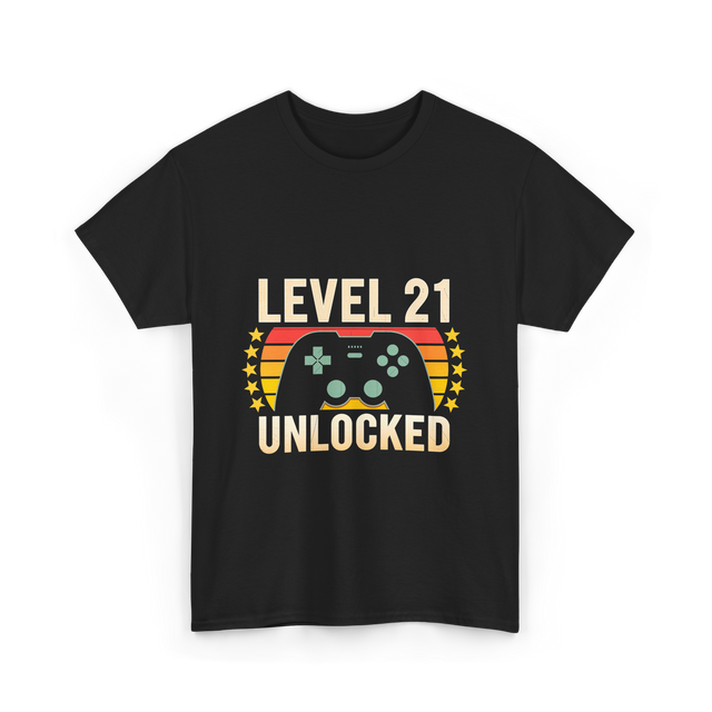 Level 21 Unlocked Gaming Gamer T-Shirt - Black