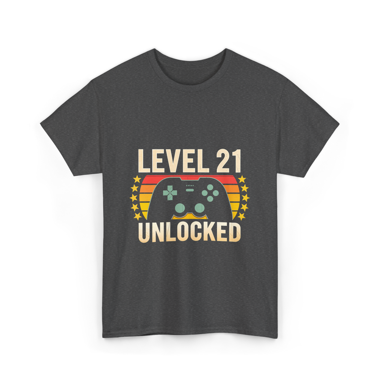 Level 21 Unlocked Gaming Gamer T-Shirt - Dark Heather