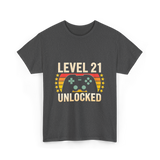 Level 21 Unlocked Gaming Gamer T-Shirt - Dark Heather