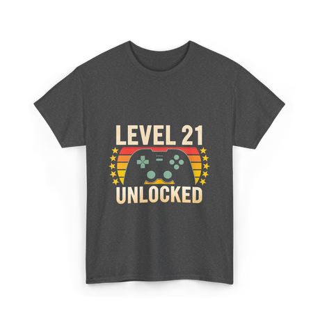 Level 21 Unlocked Gaming Gamer T-Shirt - Dark Heather