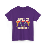 Level 21 Unlocked Gaming Gamer T-Shirt - Purple