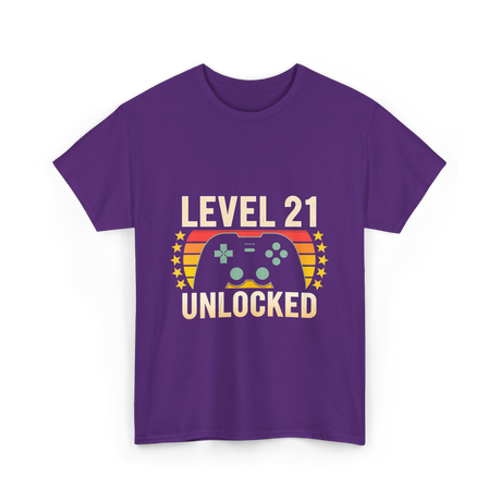 Level 21 Unlocked Gaming Gamer T-Shirt - Purple