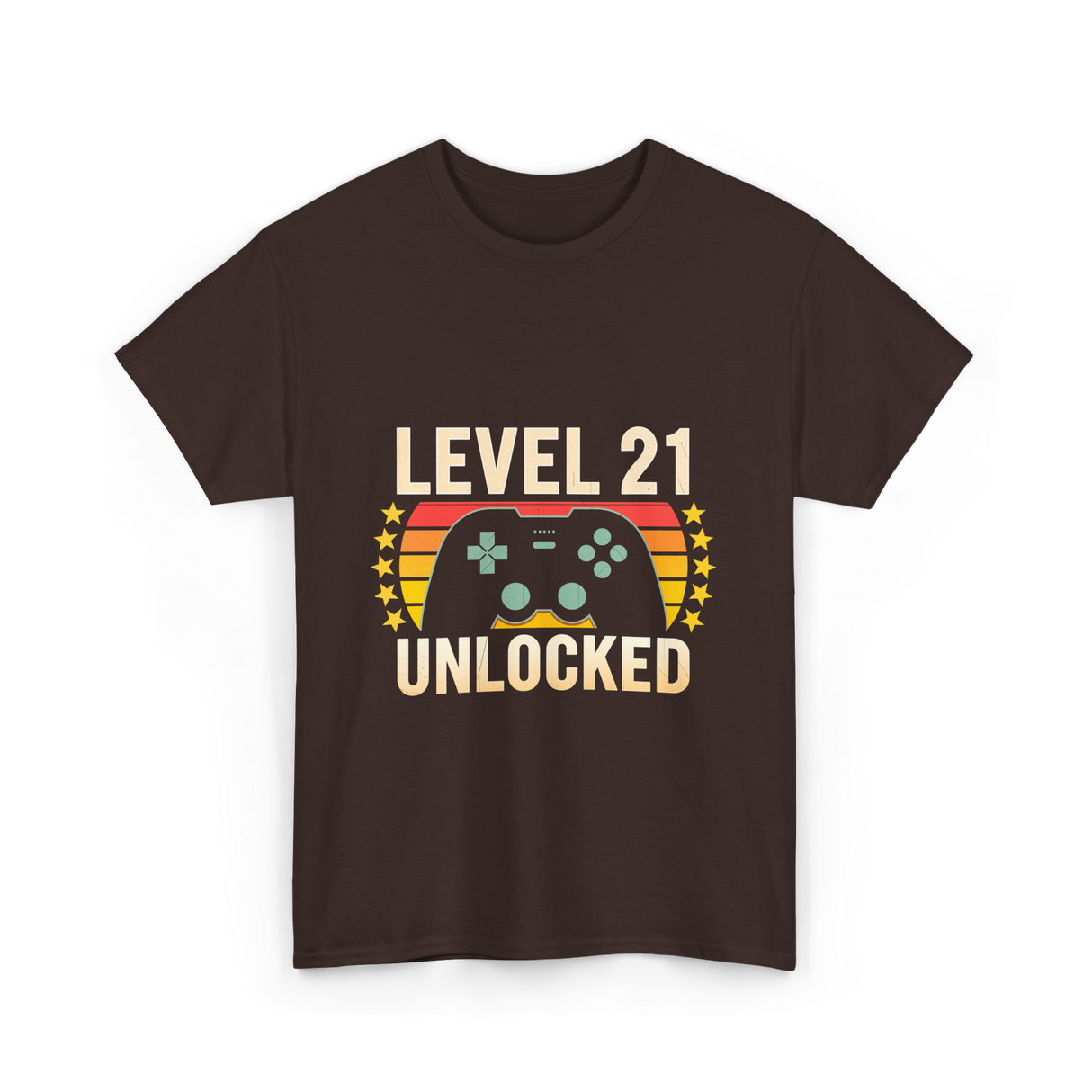 Level 21 Unlocked Gaming Gamer T-Shirt - Dark Chocolate