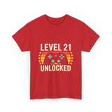 Level 21 Unlocked Gaming Gamer T-Shirt - Red