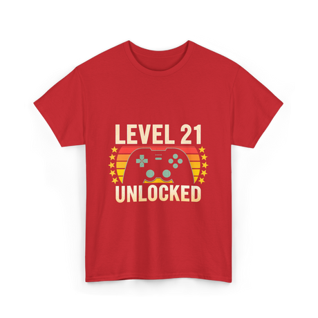 Level 21 Unlocked Gaming Gamer T-Shirt - Red