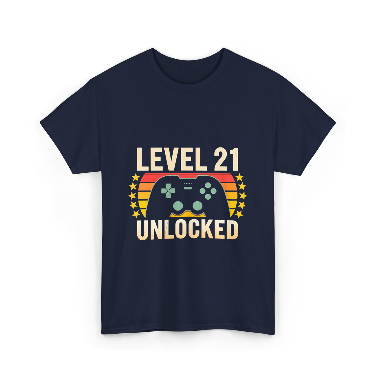 Level 21 Unlocked Gaming Gamer T-Shirt - Navy