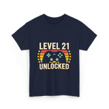 Level 21 Unlocked Gaming Gamer T-Shirt - Navy