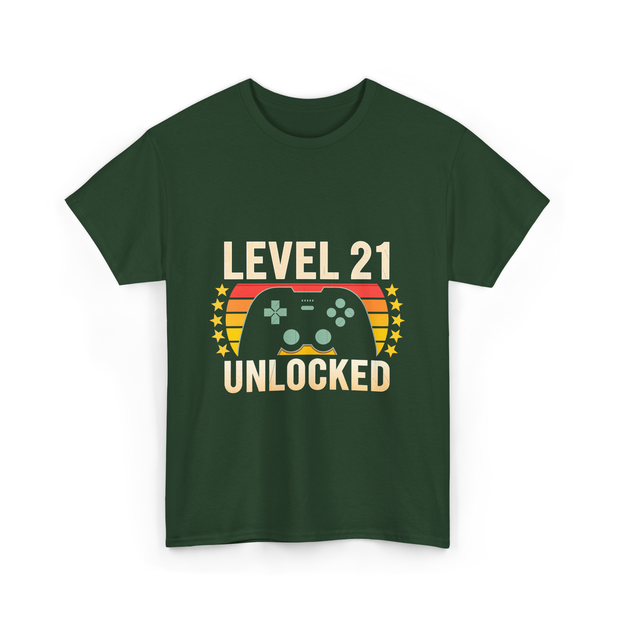 Level 21 Unlocked Gaming Gamer T-Shirt - Forest Green