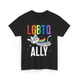 LGBTQ Ally Colorful Cat T-Shirt - Black