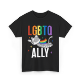 LGBTQ Ally Colorful Cat T-Shirt - Black