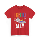 LGBTQ Ally Colorful Cat T-Shirt - Red