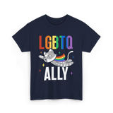 LGBTQ Ally Colorful Cat T-Shirt - Navy