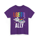 LGBTQ Ally Colorful Cat T-Shirt - Purple