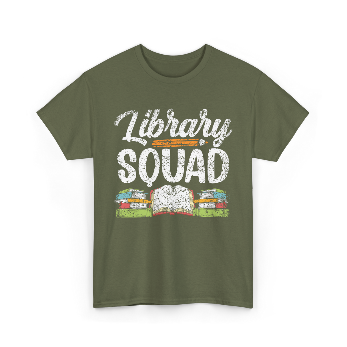 Library Squad Library Books T-Shirt - Military Green